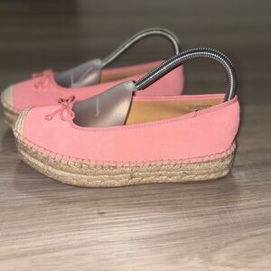 Talbots‎ Quinn Platform Espadrilles New Women Pink Shoes 7 Slip On Suede Bow